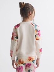 Reiss Pink Brooke Junior Floral Print Cotton Jersey Sweatshirt - Image 5 of 6