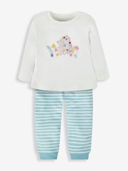 JoJo Maman Bébé Cream 2-Pack Hedgehog Jersey Pyjamas - Image 3 of 10
