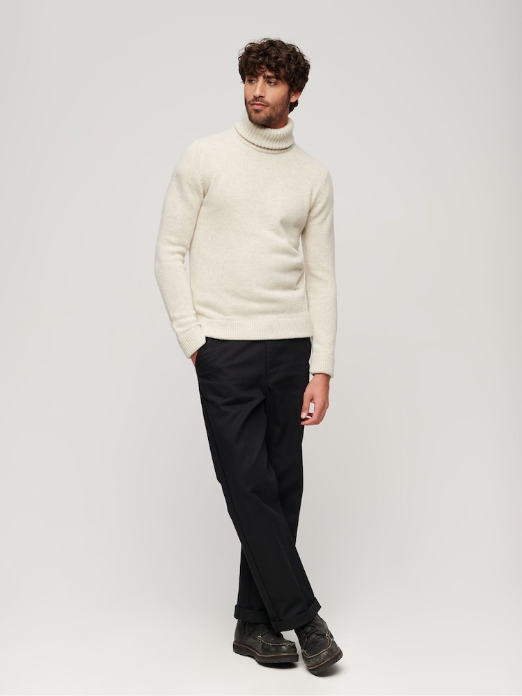 Superdry Cream The Merchant Store Roll Neck Jumper - Image 2 of 3
