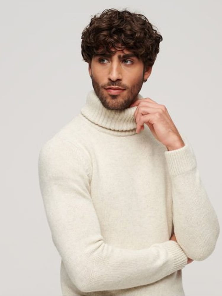 Superdry Cream The Merchant Store Roll Neck Jumper - Image 3 of 3