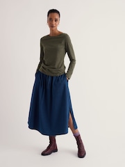 Seasalt Cornwall Green Easel Long Sleeve Jersey Top - Image 1 of 5