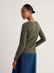 Seasalt Cornwall Green Easel Long Sleeve Jersey Top - Image 2 of 5