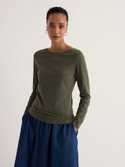 Seasalt Cornwall Green Easel Long Sleeve Jersey Top - Image 3 of 5