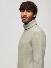 Superdry Grey The Merchant Store - Textured Roll Neck Jumper - Image 3 of 3