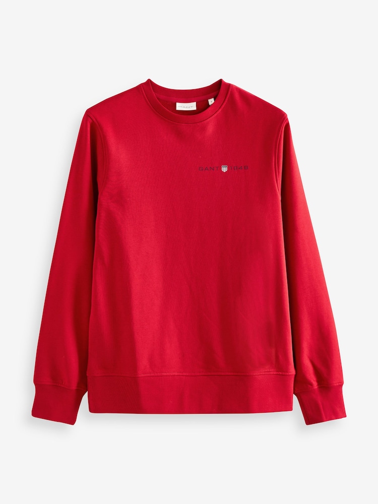 GANT Printed Graphic Crew Neck Black Sweatshirt - Image 1 of 1