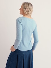 Seasalt Cornwall Sky Blue Easel Long Sleeve Jersey Top - Image 3 of 5
