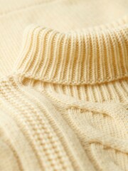 Superdry Cream The Merchant Store Cable Roll Neck Jumper - Image 6 of 6