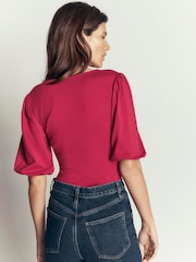 Boden Red Tia Ruched Wrap Top - Image 2 of 4