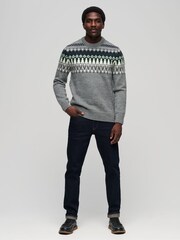 Superdry Grey Fairisle Pattern Knit Crew Jumper - Image 2 of 6