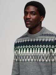 Superdry Grey Fairisle Pattern Knit Crew Jumper - Image 3 of 6