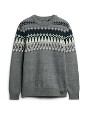 Superdry Grey Fairisle Pattern Knit Crew Jumper - Image 4 of 6