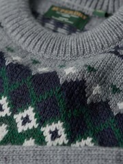 Superdry Grey Fairisle Pattern Knit Crew Jumper - Image 5 of 6