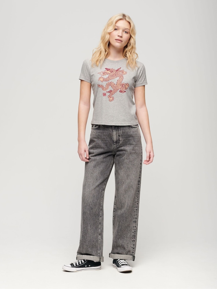 Superdry Grey 100% Cotton x Komodo Dragon Slim T-Shirt - Image 2 of 5 Superdry Grey 100% Cotton x Komodo Dragon Slim T-Shirt - Image 2 of 5
