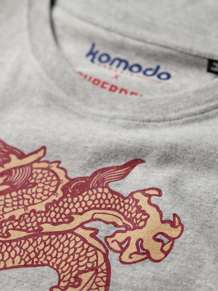 Superdry Grey 100% Cotton x Komodo Dragon Slim T-Shirt - Image 5 of 5 Superdry Grey 100% Cotton x Komodo Dragon Slim T-Shirt - Image 5 of 5