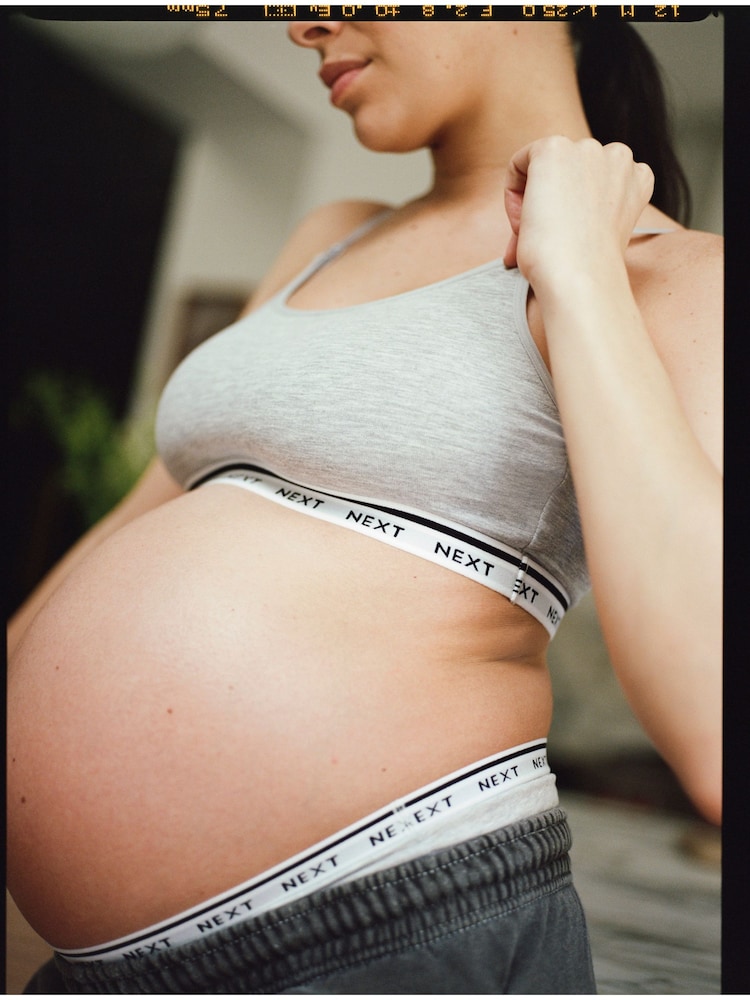 Black/Grey Maternity Nursing Crop Ultimate Comfort Tops 2 Pack - Image 4 of 11