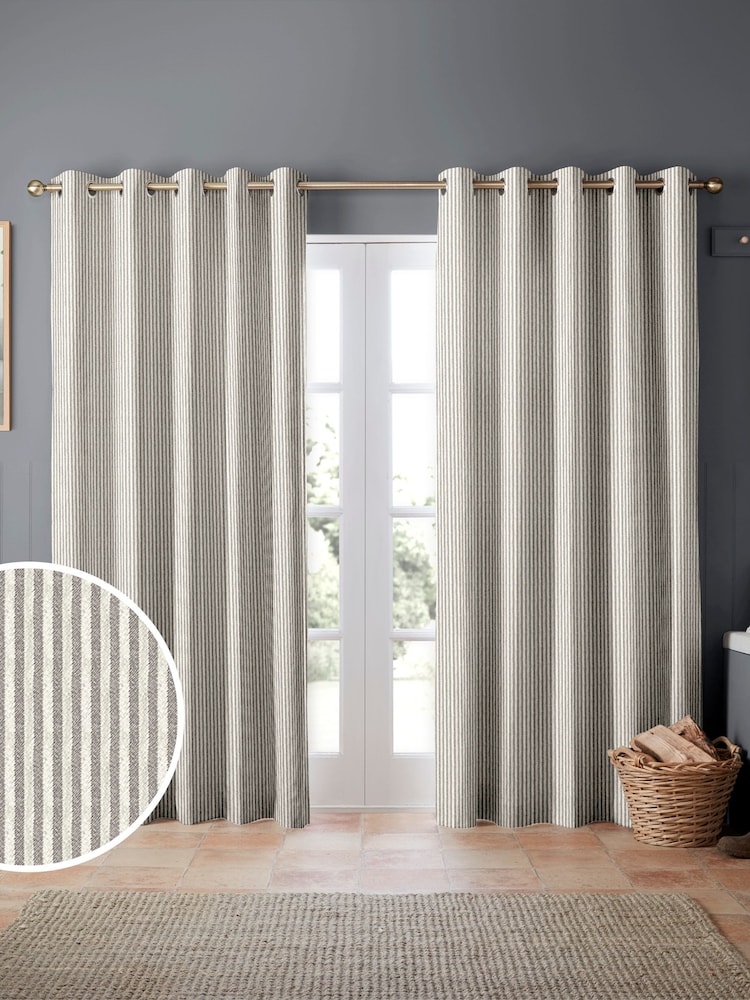Emily Bond Grey Oscar Stripe Made to Measure Curtains - Image 1 of 9