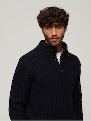 Superdry Blue Chunky Knit Henley Jumper - Image 3 of 6
