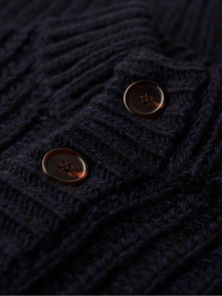 Superdry Blue Chunky Knit Henley Jumper - Image 6 of 6