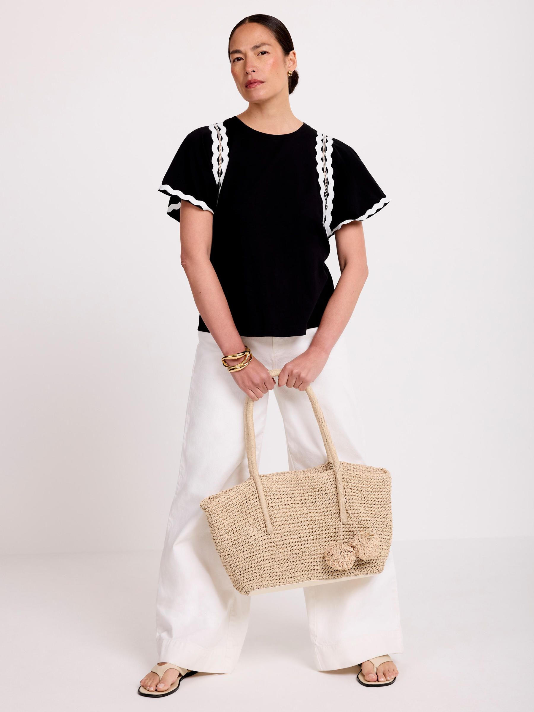Buy Mint Velvet Black Cotton Blend Ric Rac Detail Top from Next Australia