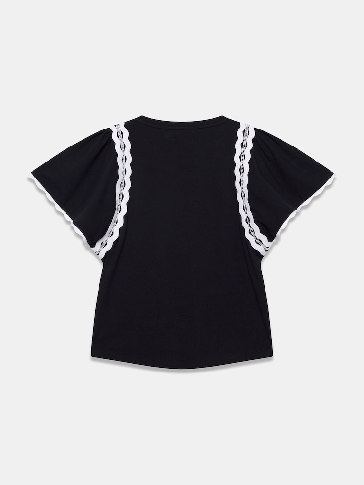 Buy Mint Velvet Black Cotton Blend Ric Rac Detail Top from Next Australia