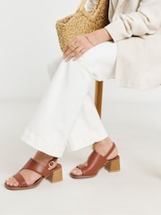 Simply Be Nude Wide Fit Cut Out Stacked Heel Sandals - Image 1 of 4