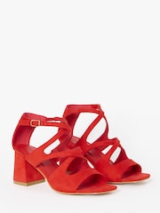 Simply Be Red Wide Fit Cross Over Strappy Block Heel Sandals - Image 2 of 4