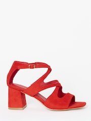 Simply Be Red Wide Fit Cross Over Strappy Block Heel Sandals - Image 3 of 4