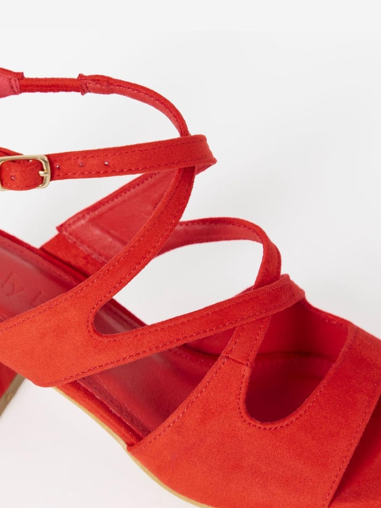 Simply Be Red Wide Fit Cross Over Strappy Block Heel Sandals - Image 4 of 4 Simply Be Red Wide Fit Cross Over Strappy Block Heel Sandals - Image 4 of 4