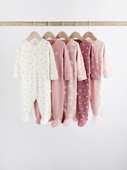 Pink Baby Sleepsuits 5 Pack (0-2yrs) - Image 1 of 14