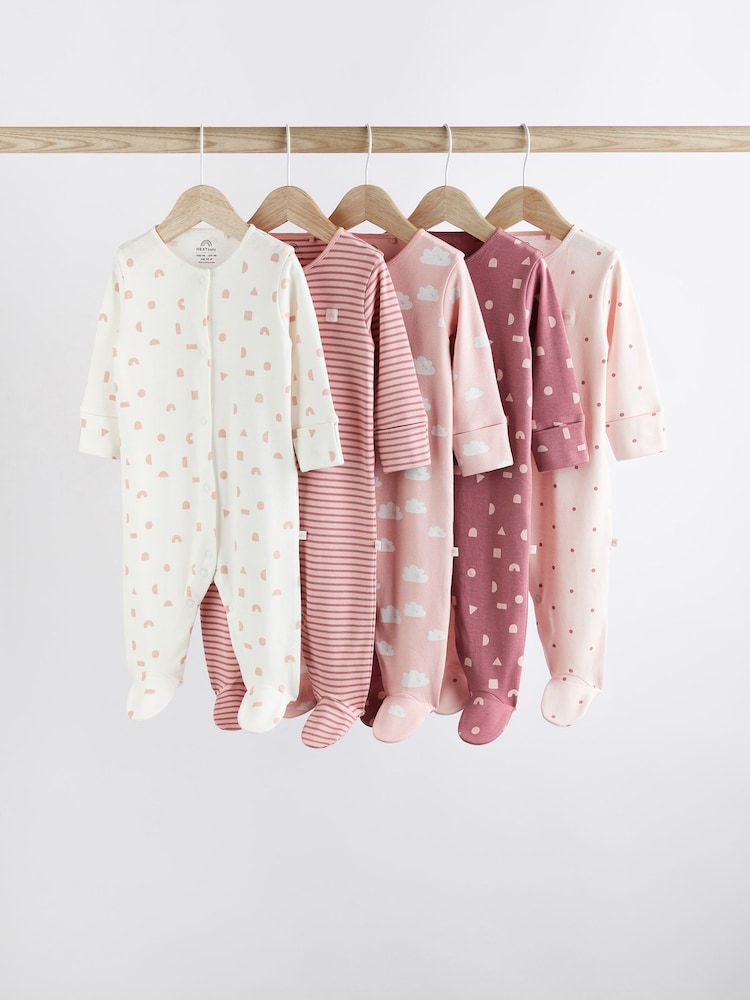 Pink Baby Sleepsuits 5 Pack (0-2yrs) - Image 1 of 14