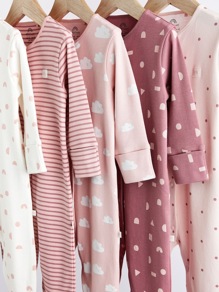 Pink Baby Sleepsuits 5 Pack (0-2yrs) - Image 4 of 14