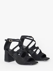 Simply Be Black Wide Fit Cross Over Strappy Block Heel Sandals - Image 2 of 4
