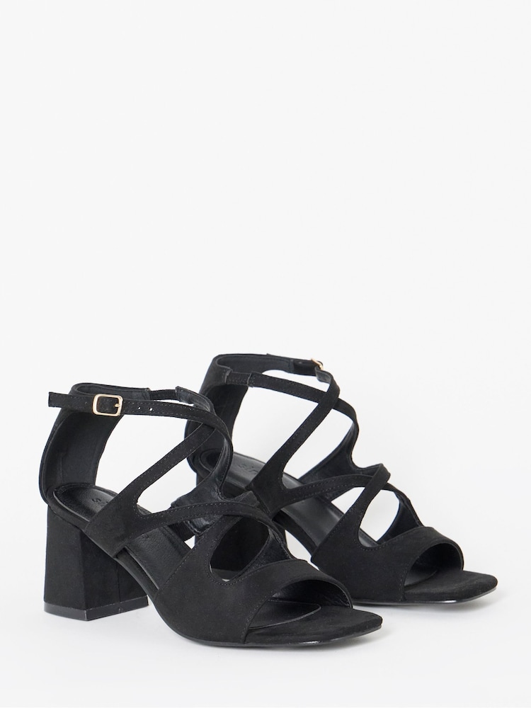 Simply Be Black Wide Fit Cross Over Strappy Block Heel Sandals - Image 2 of 4 Simply Be Black Wide Fit Cross Over Strappy Block Heel Sandals - Image 2 of 4