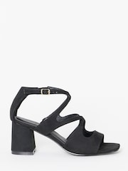 Simply Be Black Wide Fit Cross Over Strappy Block Heel Sandals - Image 3 of 4