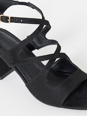 Simply Be Black Wide Fit Cross Over Strappy Block Heel Sandals - Image 4 of 4