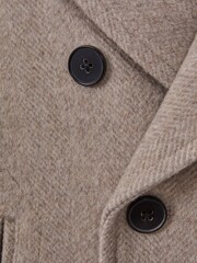 Reiss Oatmeal Bergamo Junior Wool Blend Double Breasted Peacoat - Image 6 of 6
