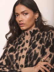 Mint Velvet Natural Leopard Print Knit Cardigan - Image 6 of 8