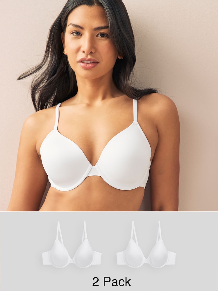 White 2 Pack Light Pad Full Cup Smoothing Ultimate Comfort T-Shirt Bra A-E - Image 1 of 8