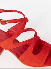 Simply Be Red Extra Wide Fit Cross Over Strappy Block Heel Sandals - Image 4 of 4