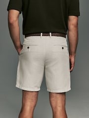 Stone Brown Linen Blend Shorts - Image 3 of 8