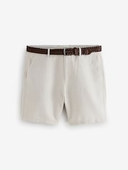 Stone Brown Linen Blend Shorts - Image 5 of 8