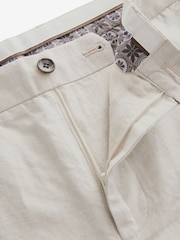 Stone Brown Linen Blend Shorts - Image 7 of 8