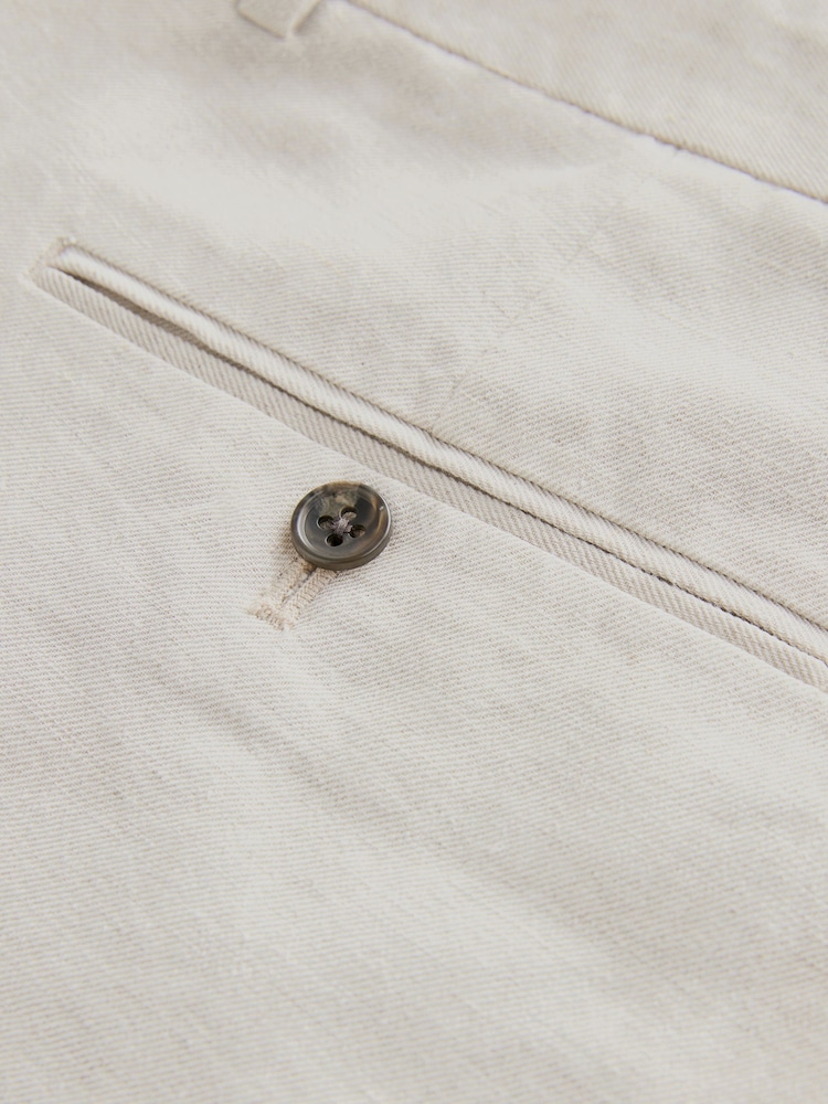 Stone Brown Linen Blend Shorts - Image 8 of 8