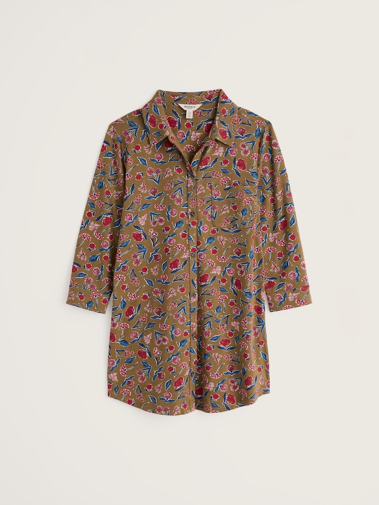 Seasalt Cornwall Green 3/4 Dove Plant Tunic - Image 1 of 5 Seasalt Cornwall Green 3/4 Dove Plant Tunic - Image 1 of 5