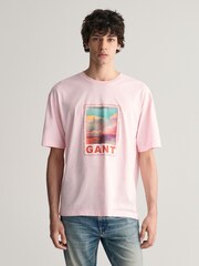 GANT Pink 100% Cotton Washed Graphic T-Shirt - Image 1 of 6