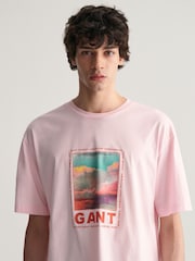 GANT Pink 100% Cotton Washed Graphic T-Shirt - Image 4 of 6