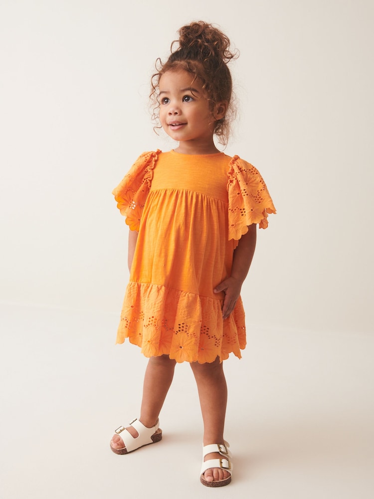 Orange Broderie Dress (3mths-7yrs) - Image 1 of 5