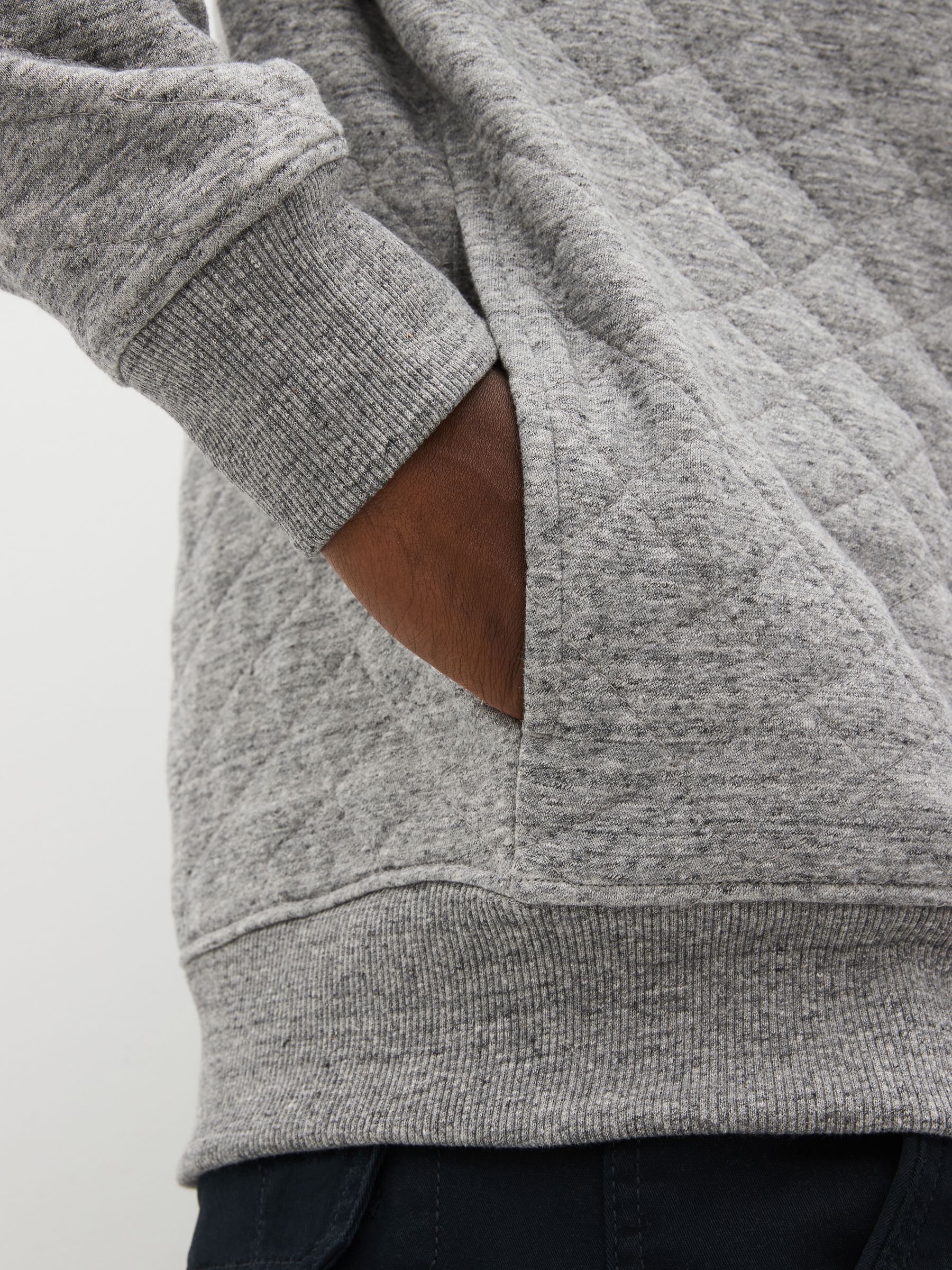 Grey Quilted Sweatshirt Hoodie - Image 5 of 8