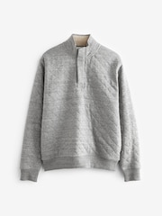 Grey Quilted Sweatshirt Hoodie - Image 6 of 8