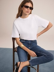 Biały - Mint Velvet Printed Cotton T-Shirt - Obraz 1 z 7